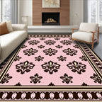 Classic Damask Floral Pattern Pink Rug