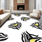 Bold Black Yellow Abstract Design Rug