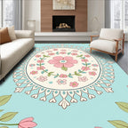 Pastel Floral Mandala Outdoor Pattern Rug