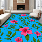Tropical Hibiscus Blossom Pattern Rug