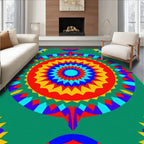 Vibrant Geometric Sunburst Pattern Rug