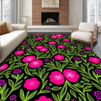 Bold Fuchsia Lime Floral Pattern Rug