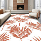 Burnt Orange Palm Leaf Pattern Rug