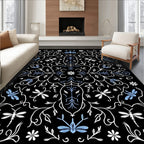 Whimsical Garden Dragonfly Pattern Design Rug