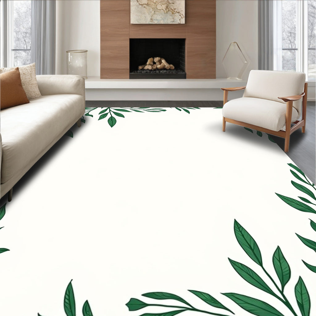 Green Leaf Vines Corner Design Rug