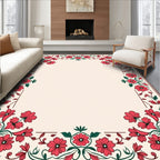 Elegant Red Floral Border Design Rug