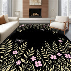 Golden Leaves and Pink Flowers Delightful Rug