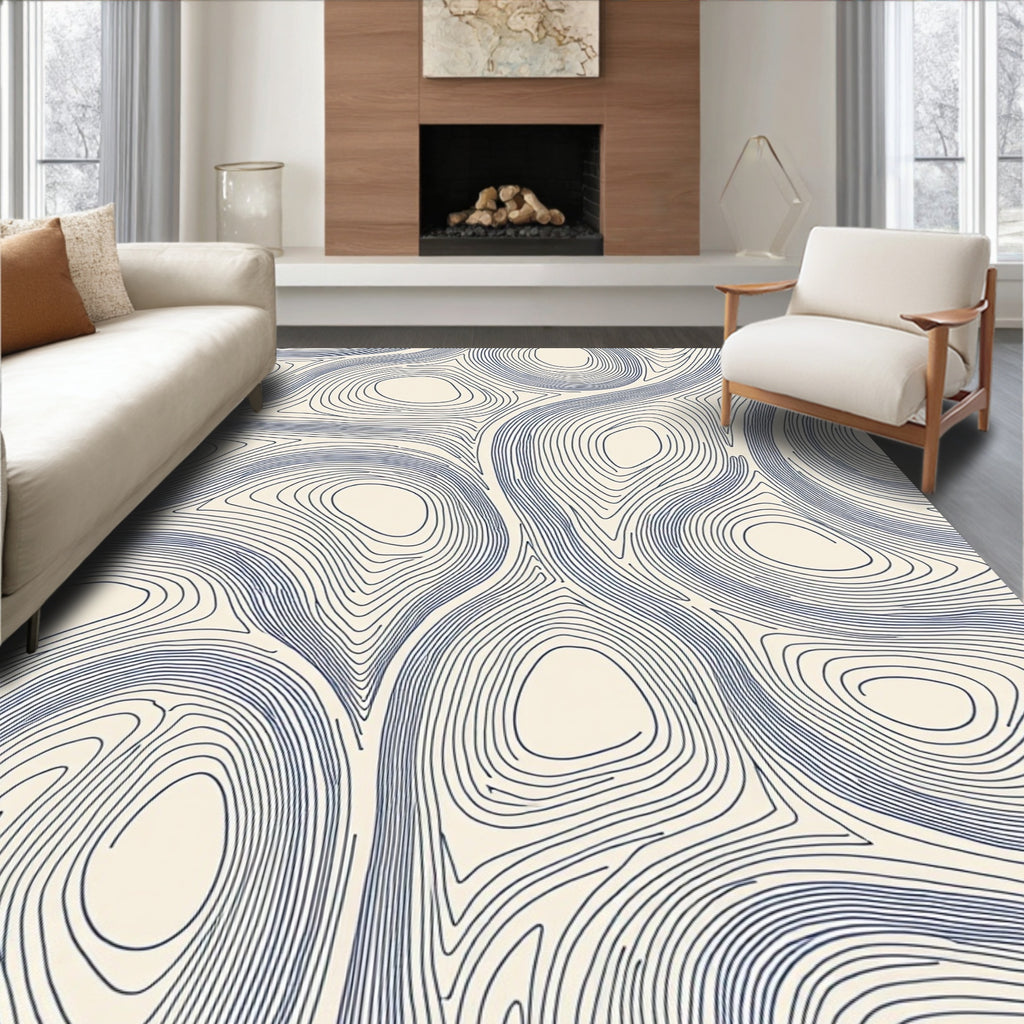 Abstract Contour Line Pattern Rug