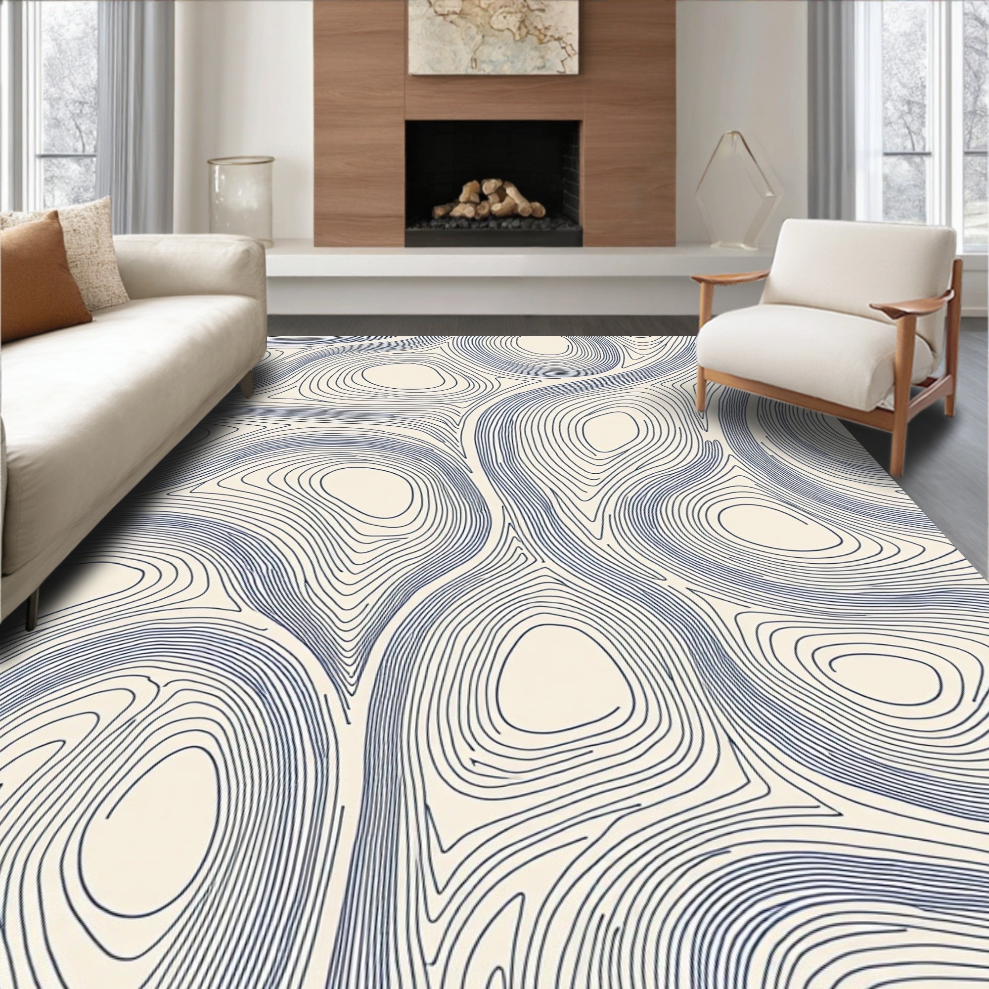 Abstract Contour Line Pattern Rug