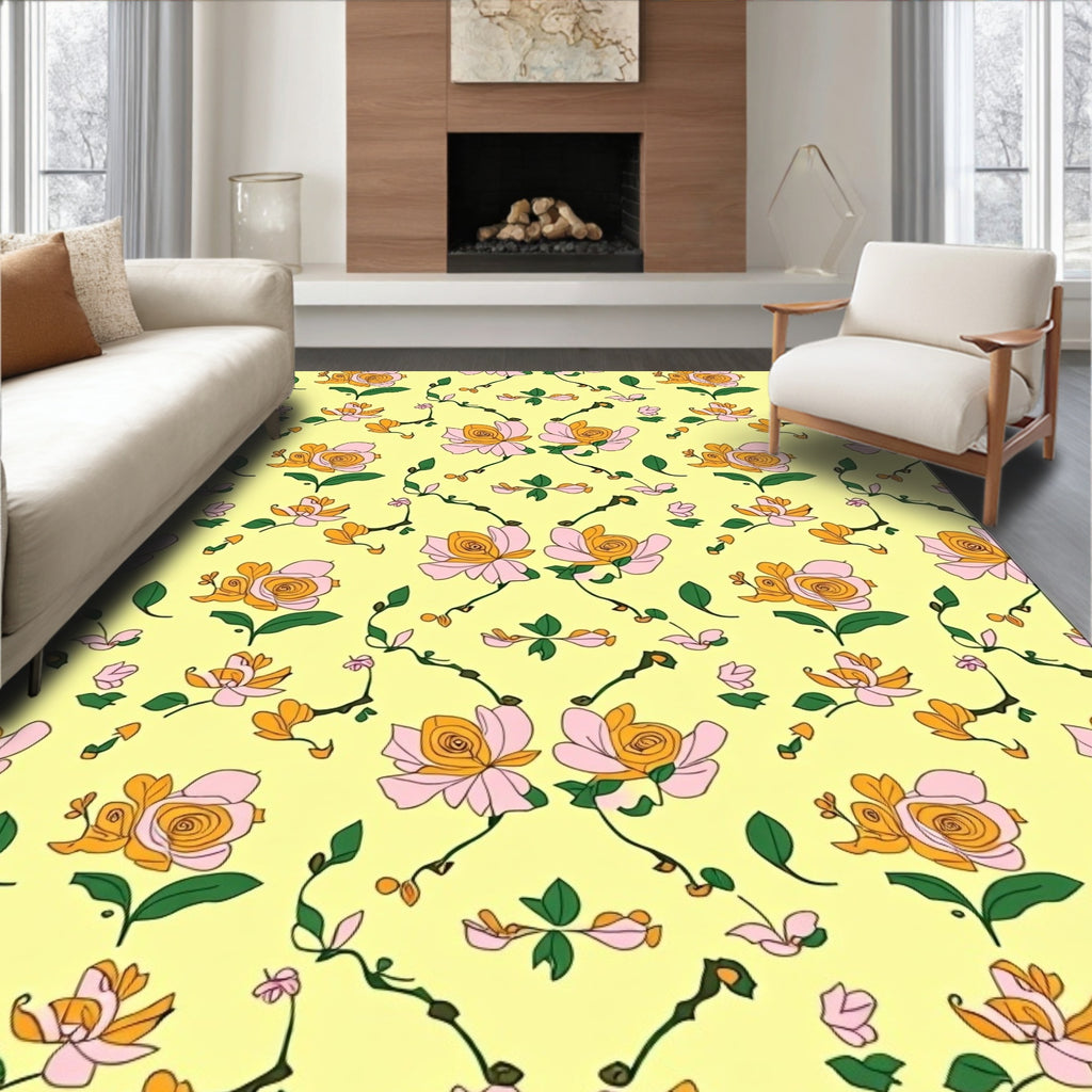 Whimsical Floral Vine Pattern Rug