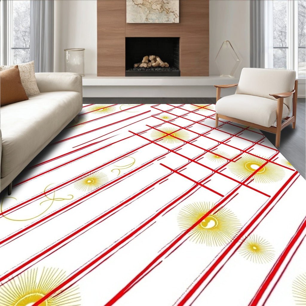 Red Sunshine Geometric Medallion Rug