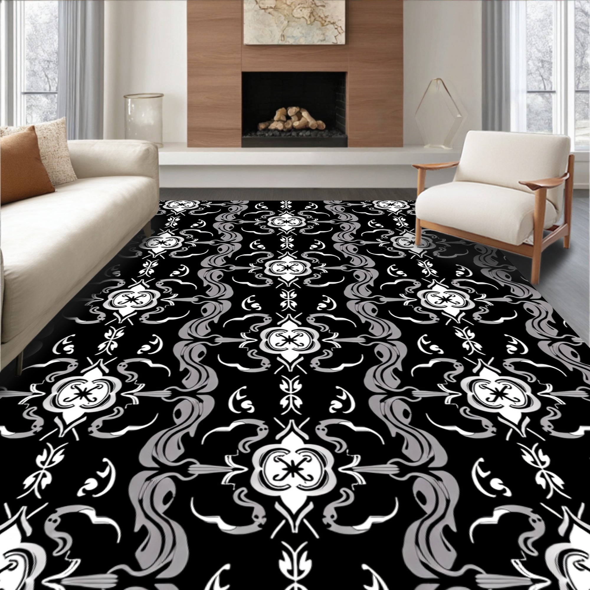Art Nouveau Floral Pattern Rug
