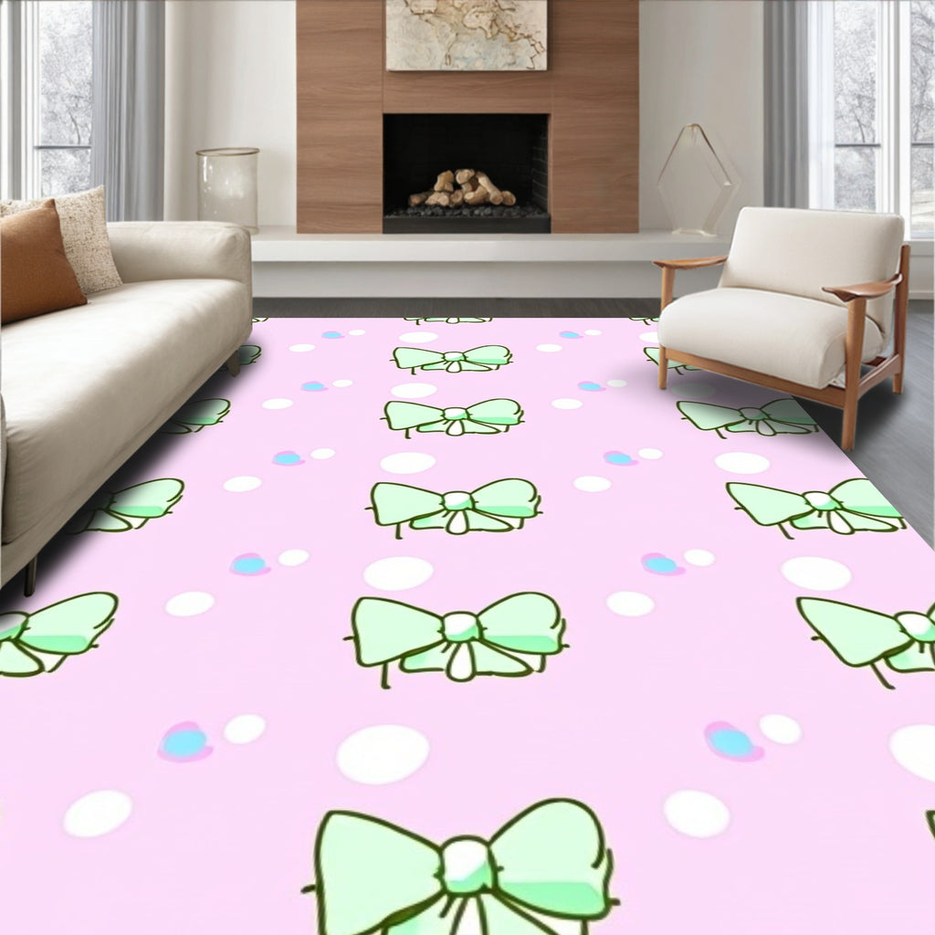 Pastel Bows with White Dots Design Rug