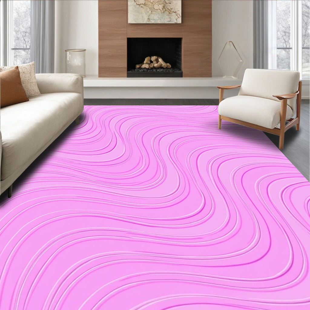 Pretty Pink Wavy Lines Rug