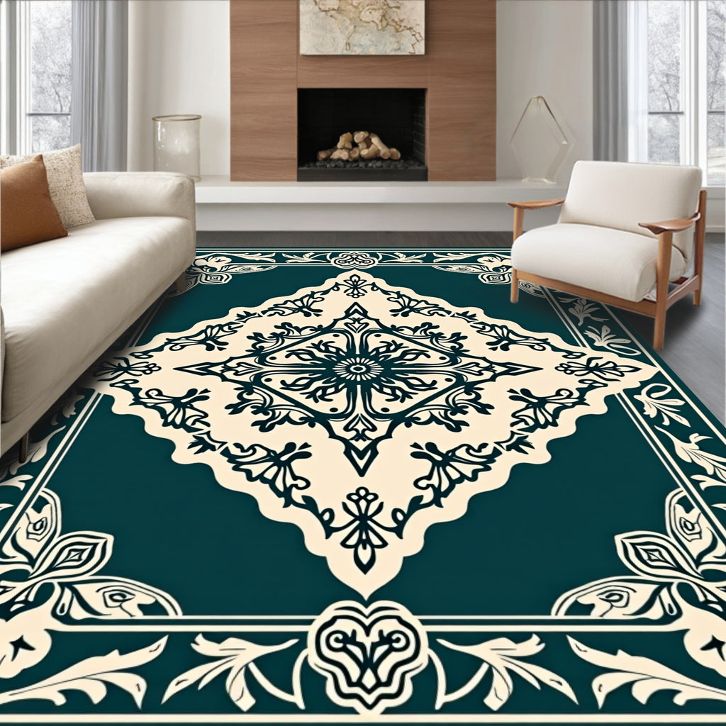 Ornate Floral Medallion Tapestry Design Rug