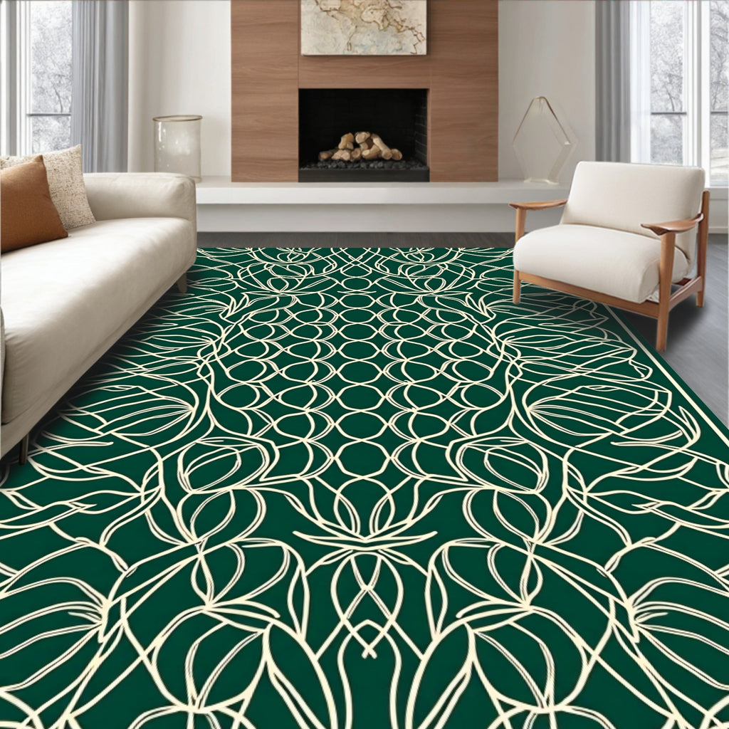 Intricate Floral Scrollwork Pattern Rug