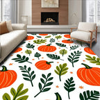 Autumn Orange Pumpkin Foliage Scatter Rug