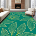 Teal Leaf Vine Pattern Rug