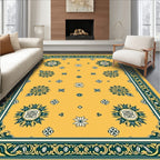 Golden Yellow Floral Patterned Rug