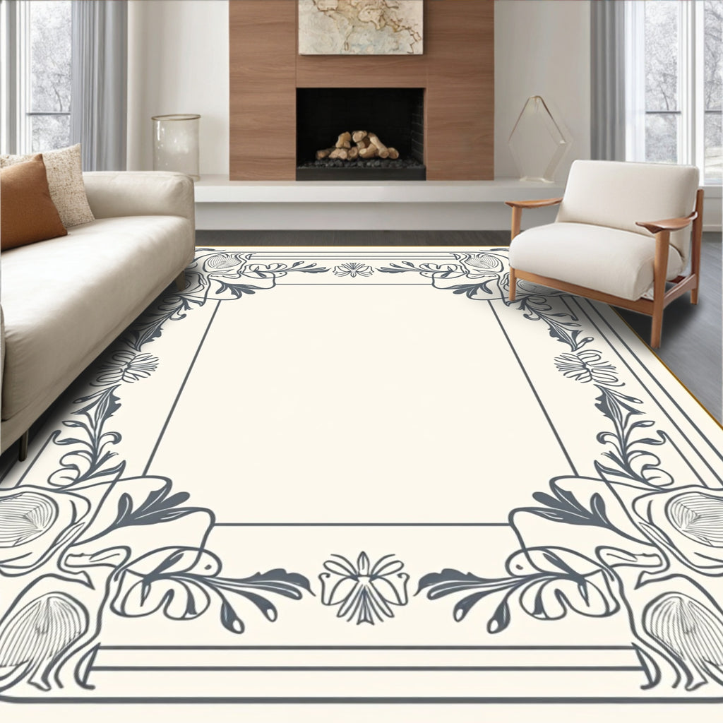 Elegant Floral Swirl Vintage Design Rug