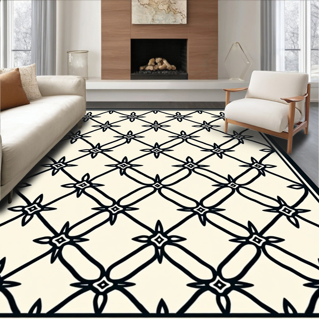 Lattice Star Geometric Pattern Rug