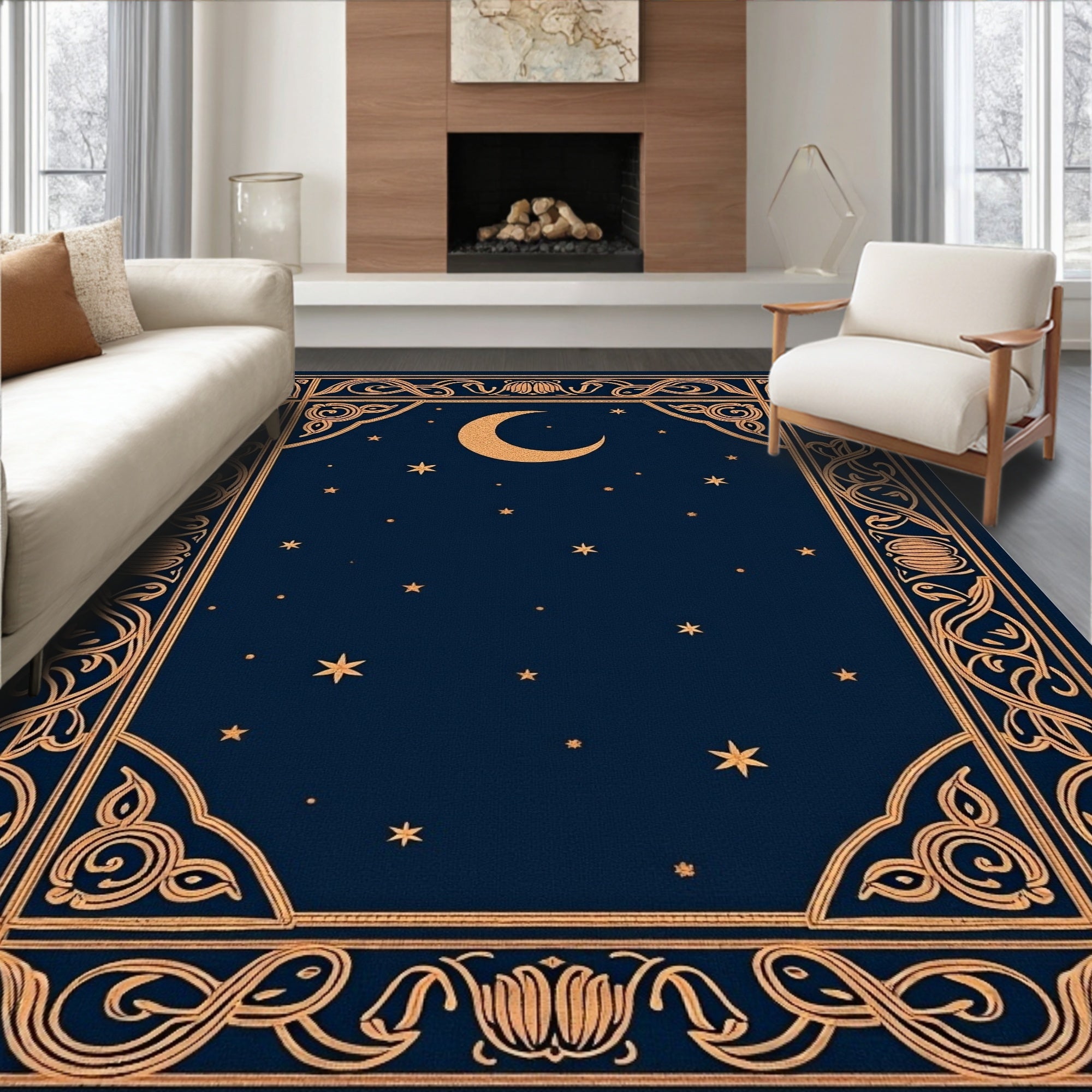 Celestial Moonlight Patterned Design Rug