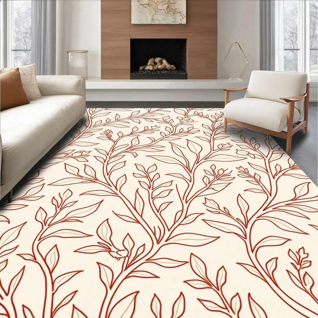 Botanical Branch Line Art Design Rug