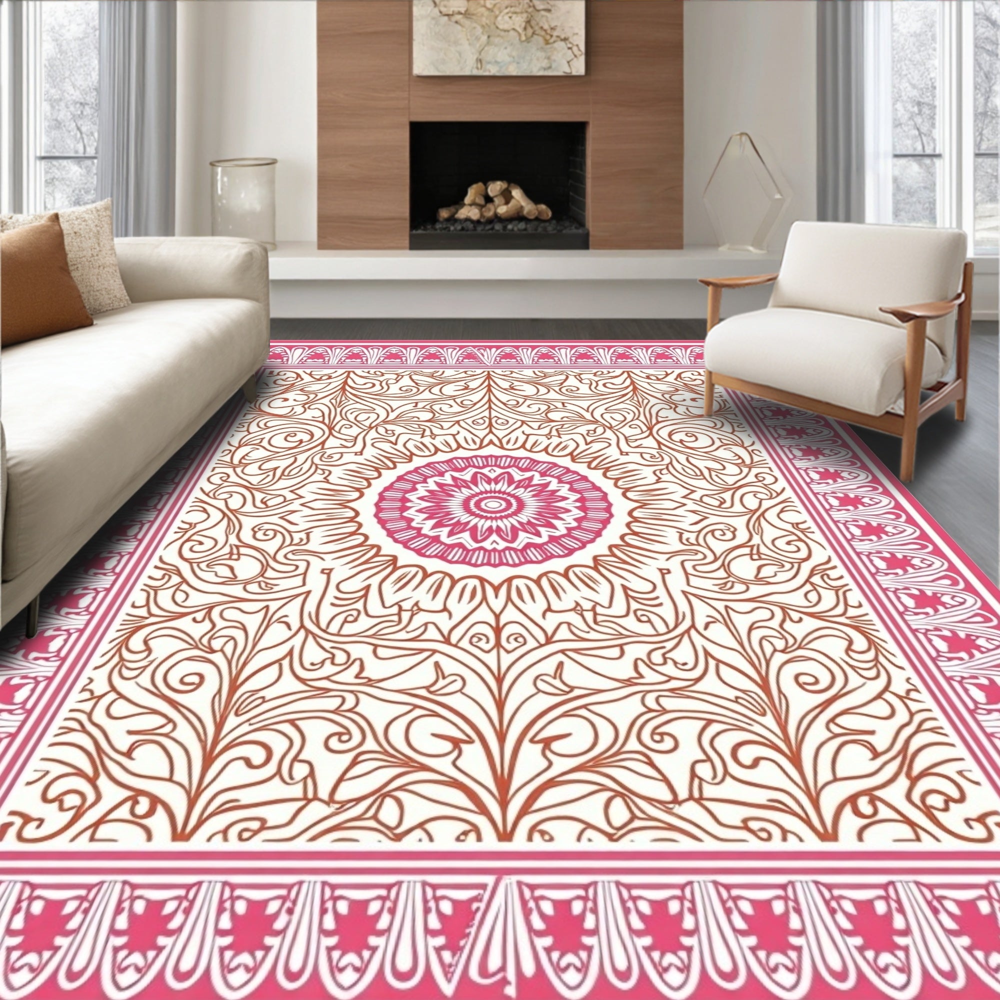 Ornate Floral Mandala Design Rug