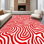 Crimson Red Abstract Swirl Rug