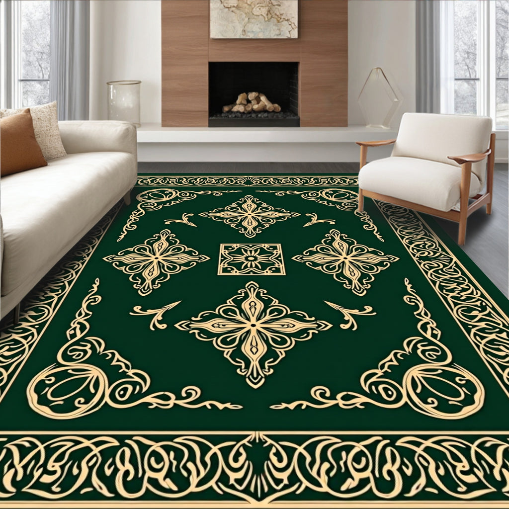 Elegant Gold Vine Intricate Rug