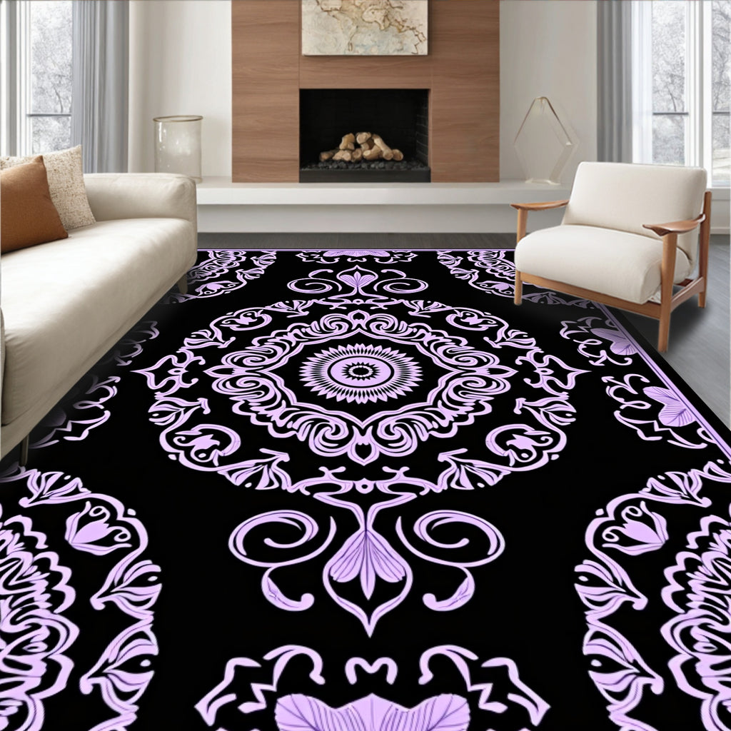 Ornate Lavender Mandala Pattern Rug