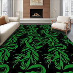 Dynamic Green Leaf Abstract Pattern Rug