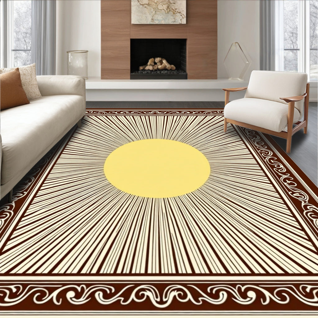 Sunburst Pattern With Ornate Border Rug