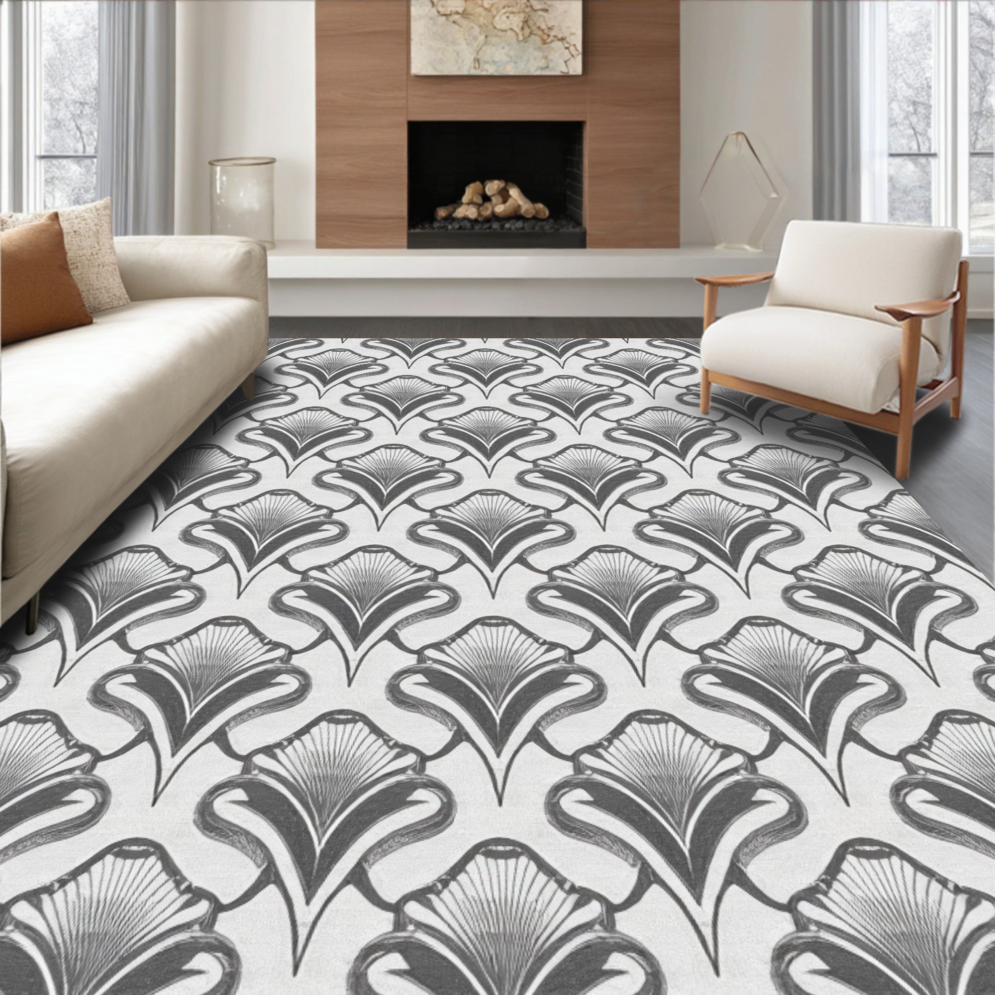 Art Deco Fan Pattern Rug