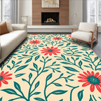 Bold Floral Branch Pattern Rug