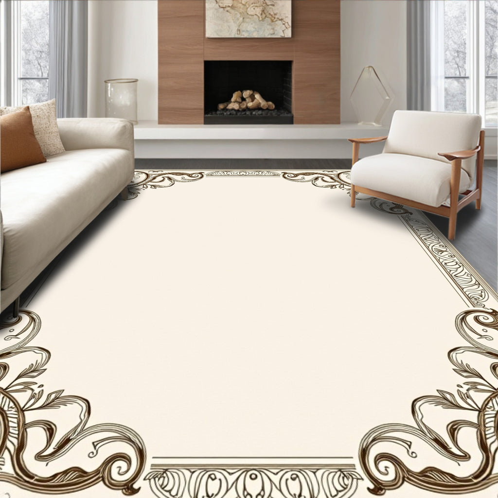 Ornate Floral Scrollwork Design Rug