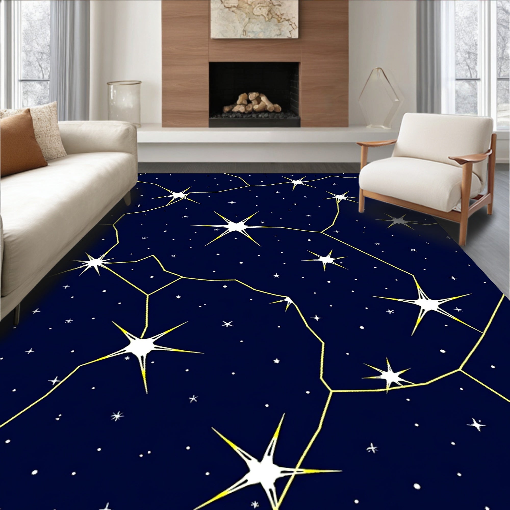 Night Sky Constellation Pattern Rug