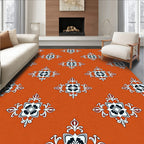 Ornate Floral Motif Red Orange Pattern Rug