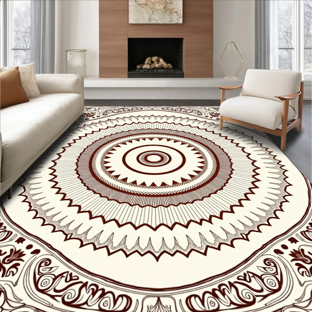 Circular Intricate Paisley Pattern Rug