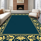 Golden Floral Scroll Border Design Rug