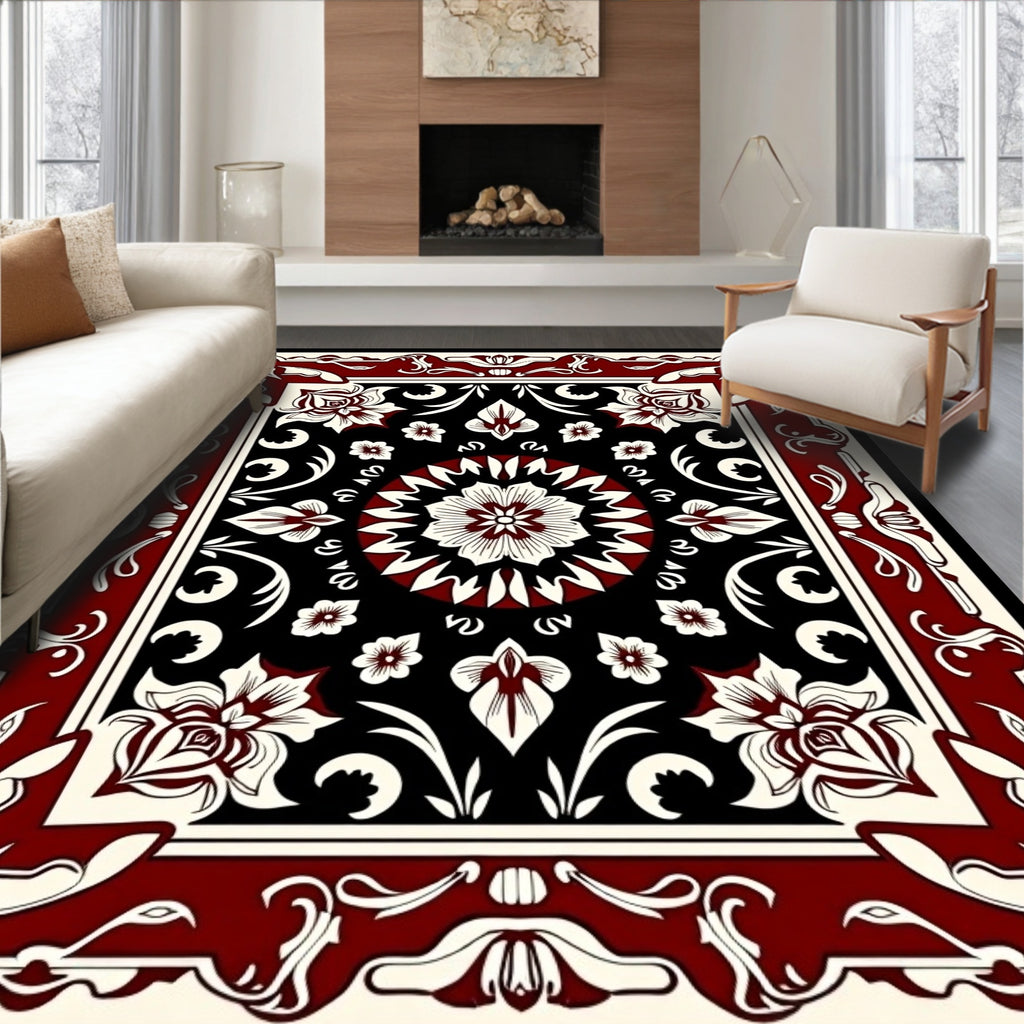 Elegant Floral And Scroll Work Rug