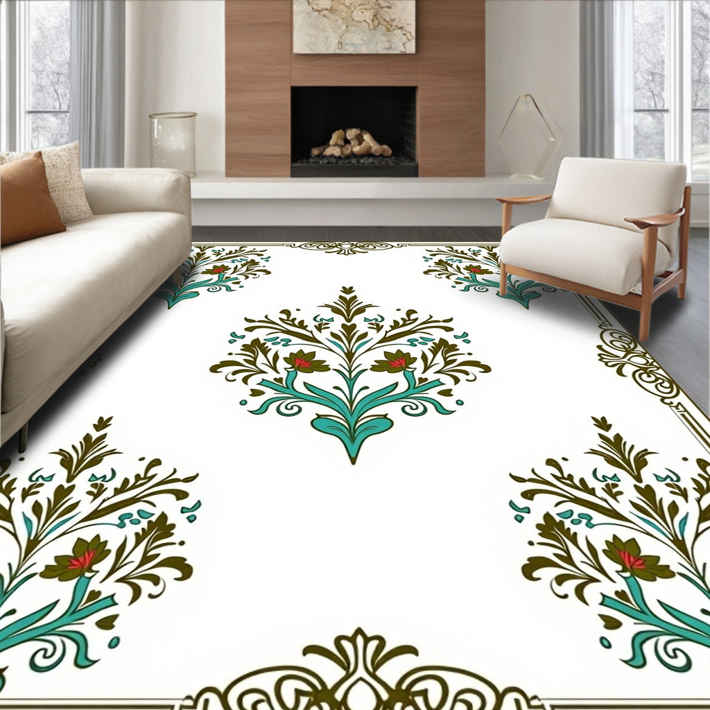 Ornate Floral Patterned Art Nouveau Rug