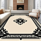 Black Floral Frame with Central Medallion Rug