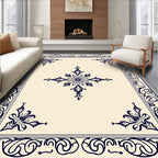 Intricate Floral Border Damask Pattern Rug