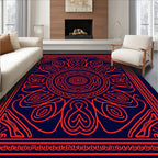 Radiant Red Sunburst Tribal Pattern Rug