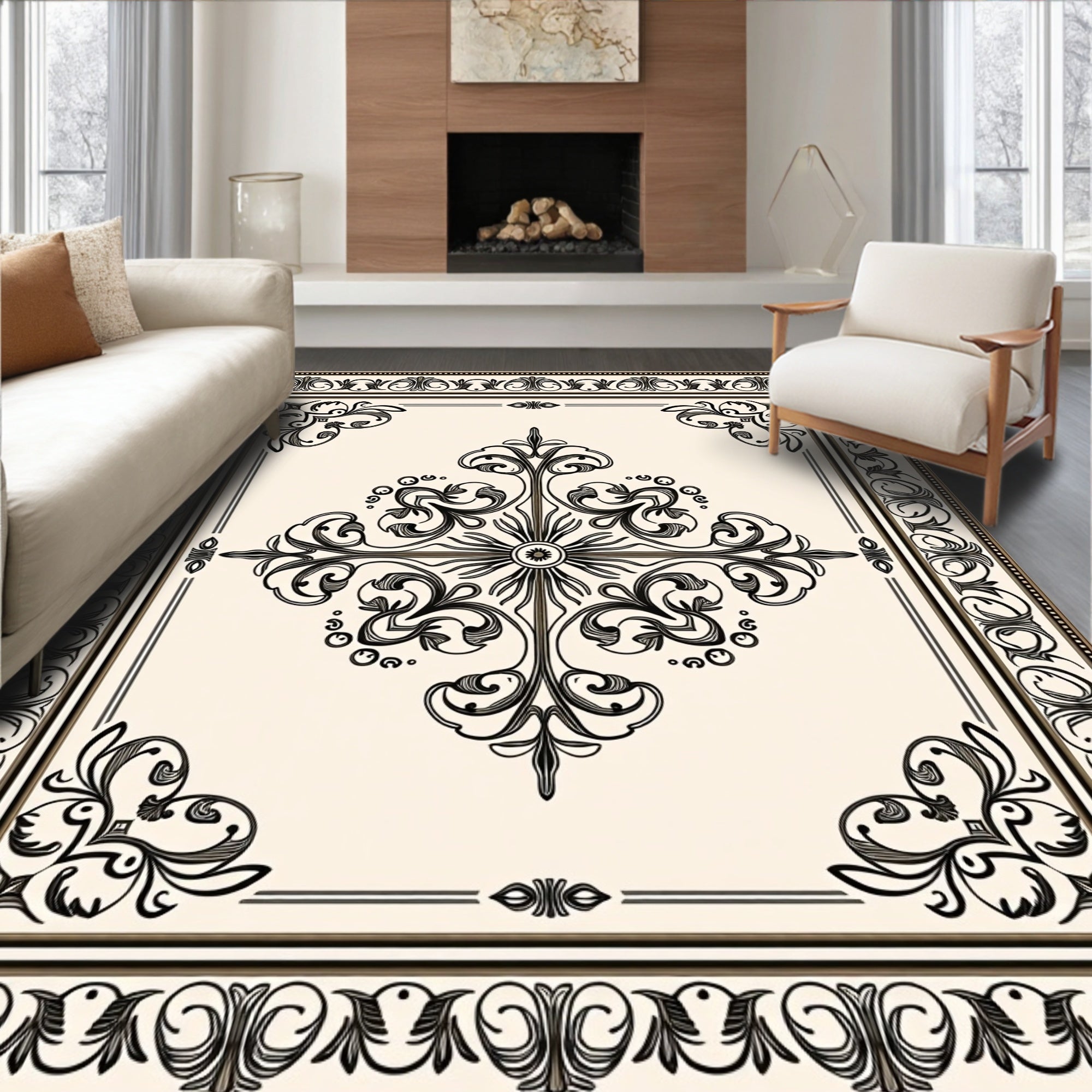 Ornate Floral Inlay Design Rug