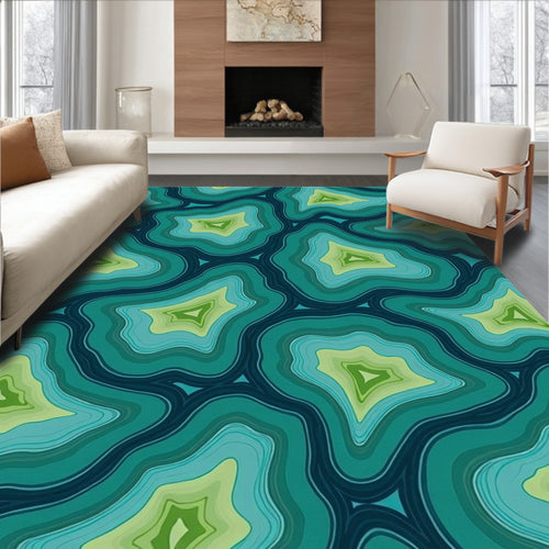 Abstract Agate Slice Pattern Rug