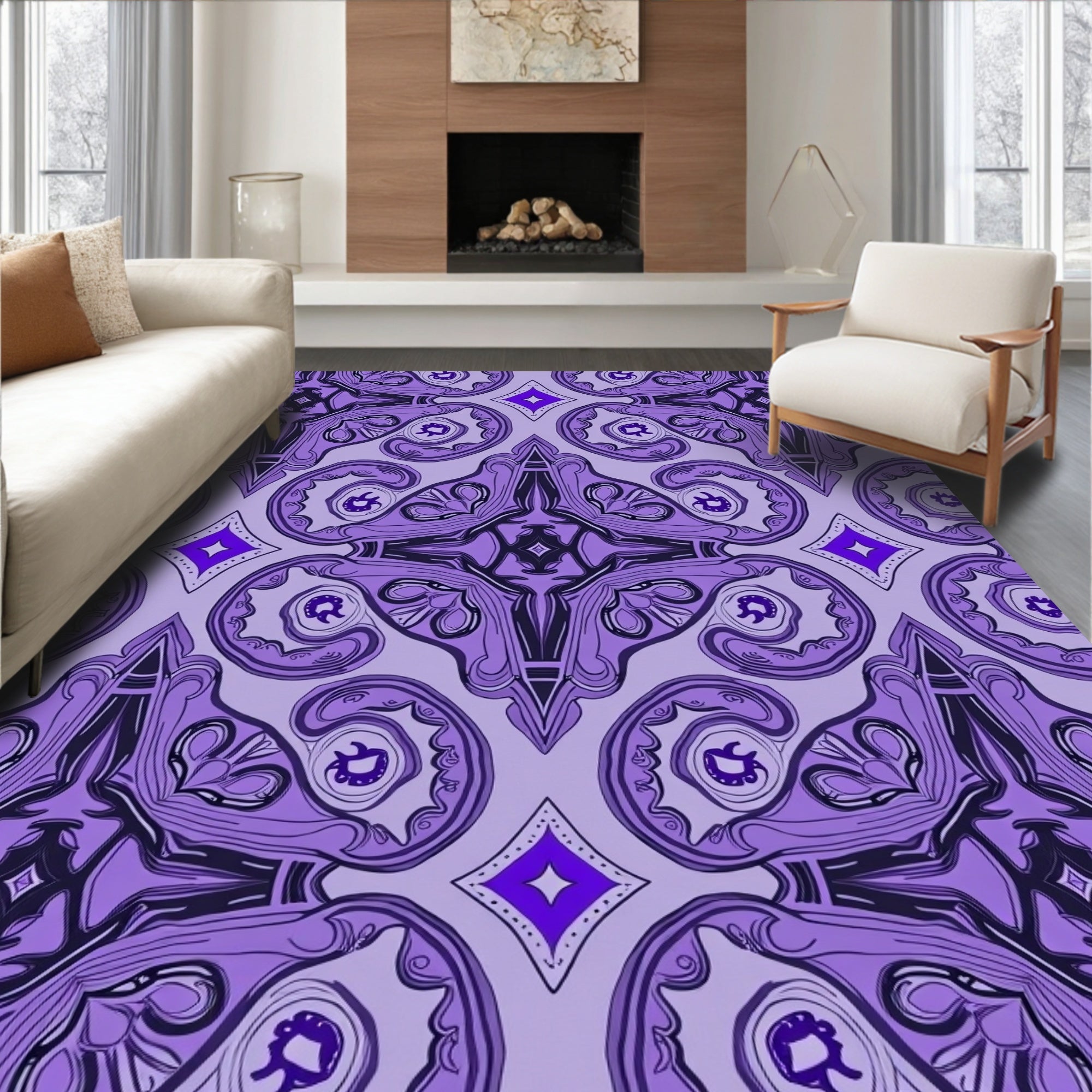 Purple Intricate Abstract Pattern Rug