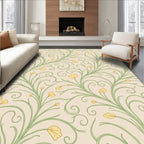 Delicate Yellow Floral Swirl Pattern Rug