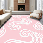 Pink White Swirling Cloud Pattern Rug